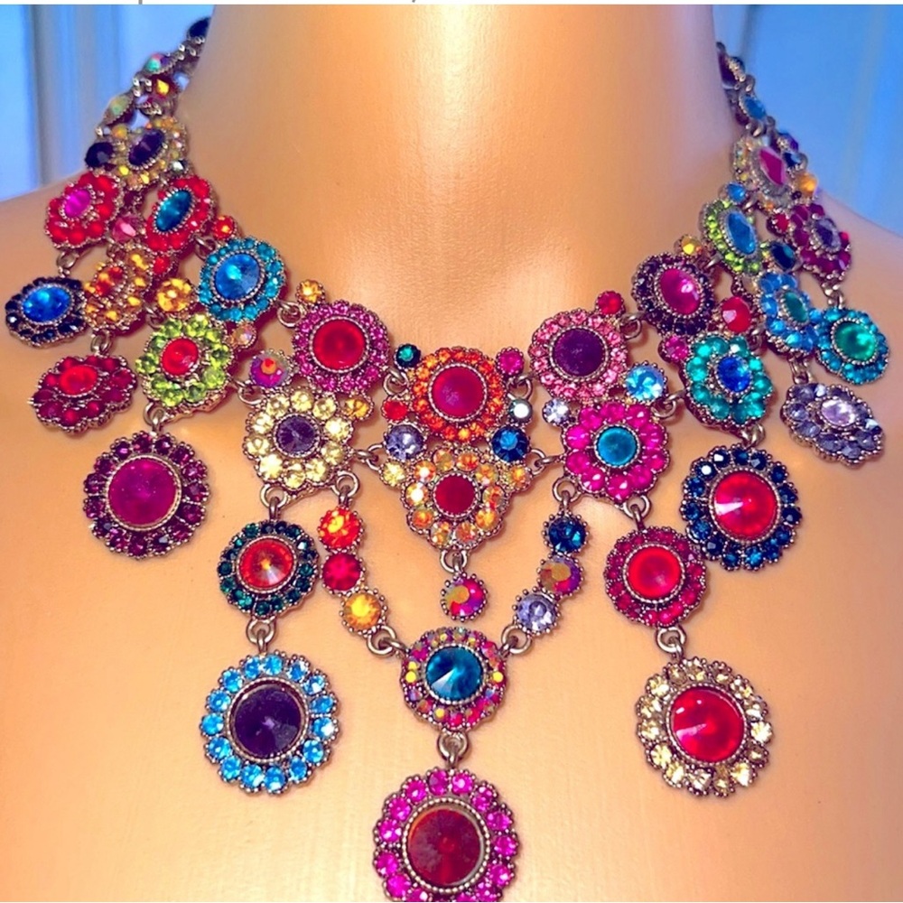 Natasha Vintage Rainbow Necklace | Multicolor Stones